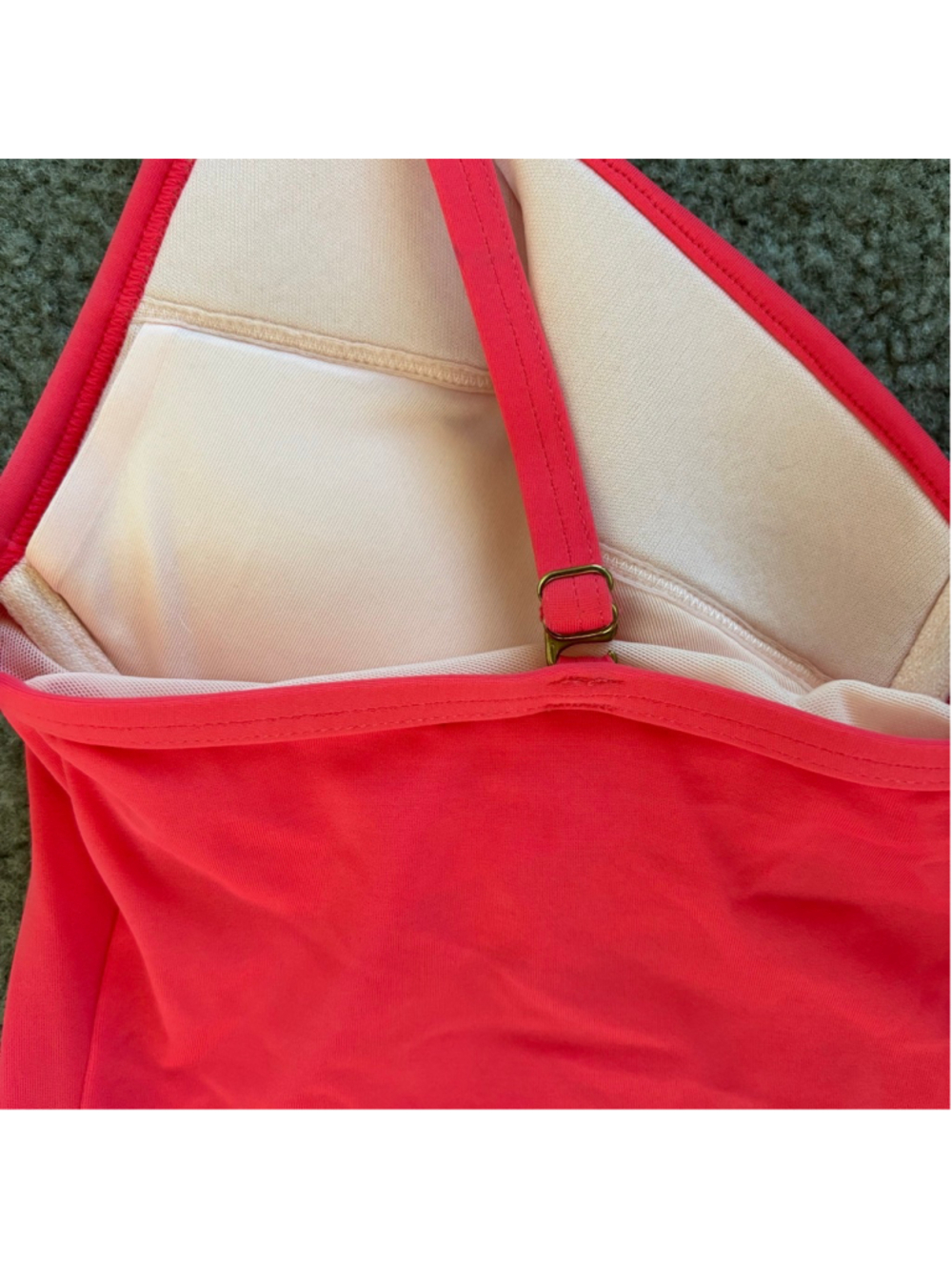 EUC Victorias Secret Bright Coral Twiat Front Strappy Tankini Top Padded Cups34D - Picture 5 of 9